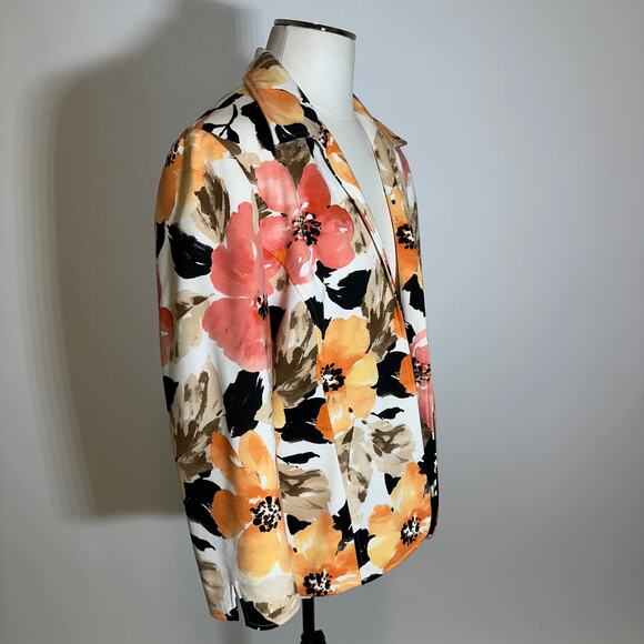 NWT Alfred Dunner Peach Tropical Floral Blazer Suit Jacket Womens Size 8 Career - Picture 2 of 11